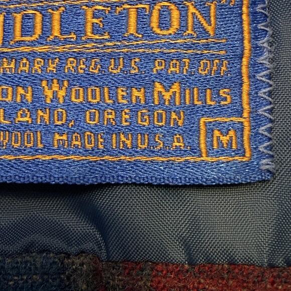 Vintage Pendleton Shirt Womens Medium Red Blue Plaid Wool Western Snap Front 70s - Picture 5 of 15